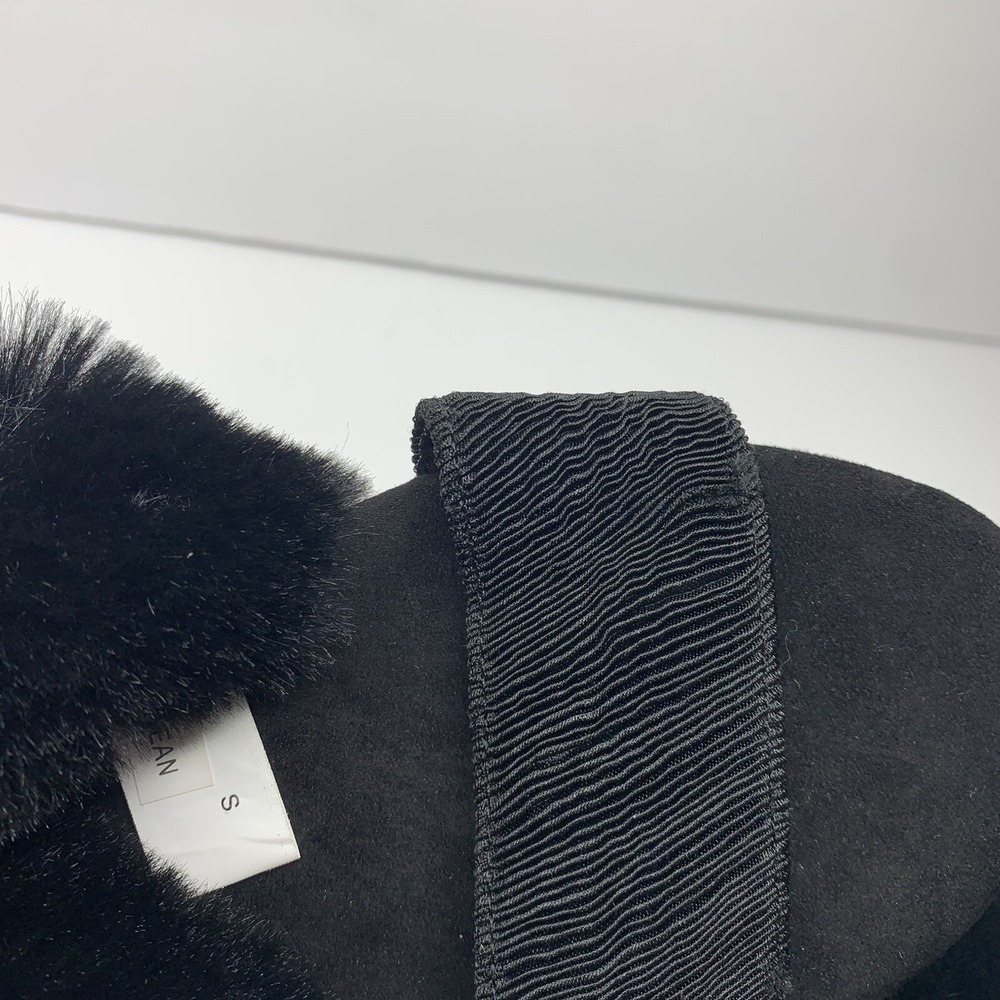 NEW INC Black Double Band Faux Fur Slides Small 5-6 Cozy Chic House Slippers - Picture 8 of 8